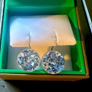 Authentic Swarovski Large Bella earrings , silver with light blue crystal